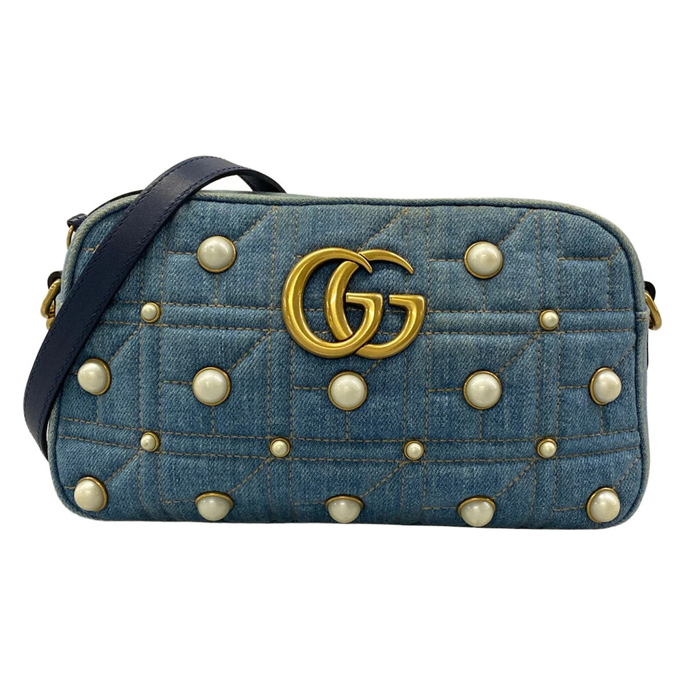 Gucci Gg Marmont Blue Denim Shoulder #363392G12B